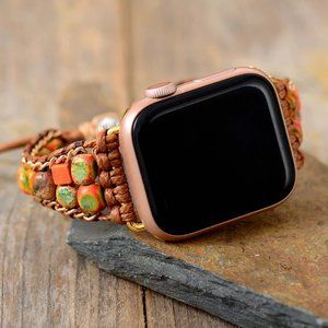 Natural Stone Beaded Watchband Strap Bracelet for Apple iWatch 8 7 6 38 40 41 mm